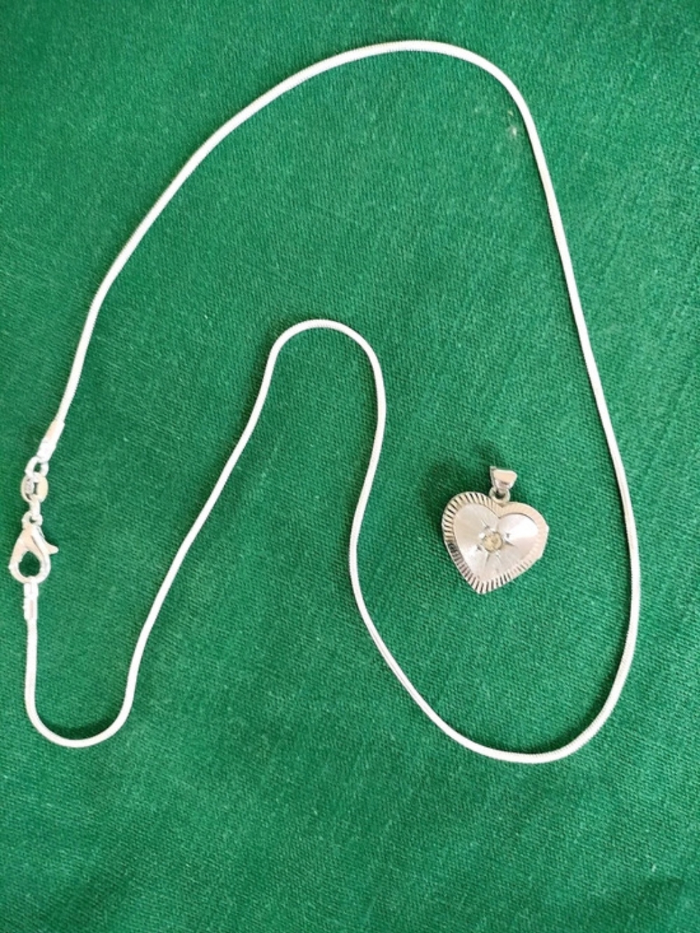 Sterling 925 Chain Lobster Clasp With Heart Locket Pendant -